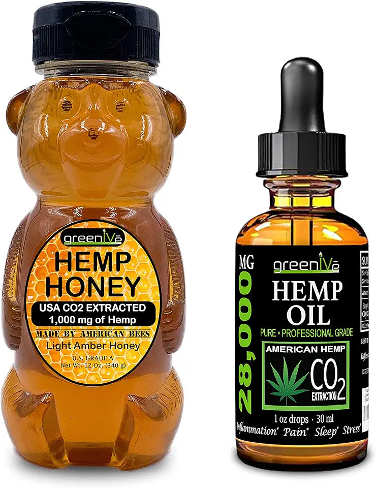 Hemp Oil 28,000mg + Hemp Honey 1,000mg Bundle E884