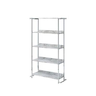 White Printed Faux Marble Bookcase M842164