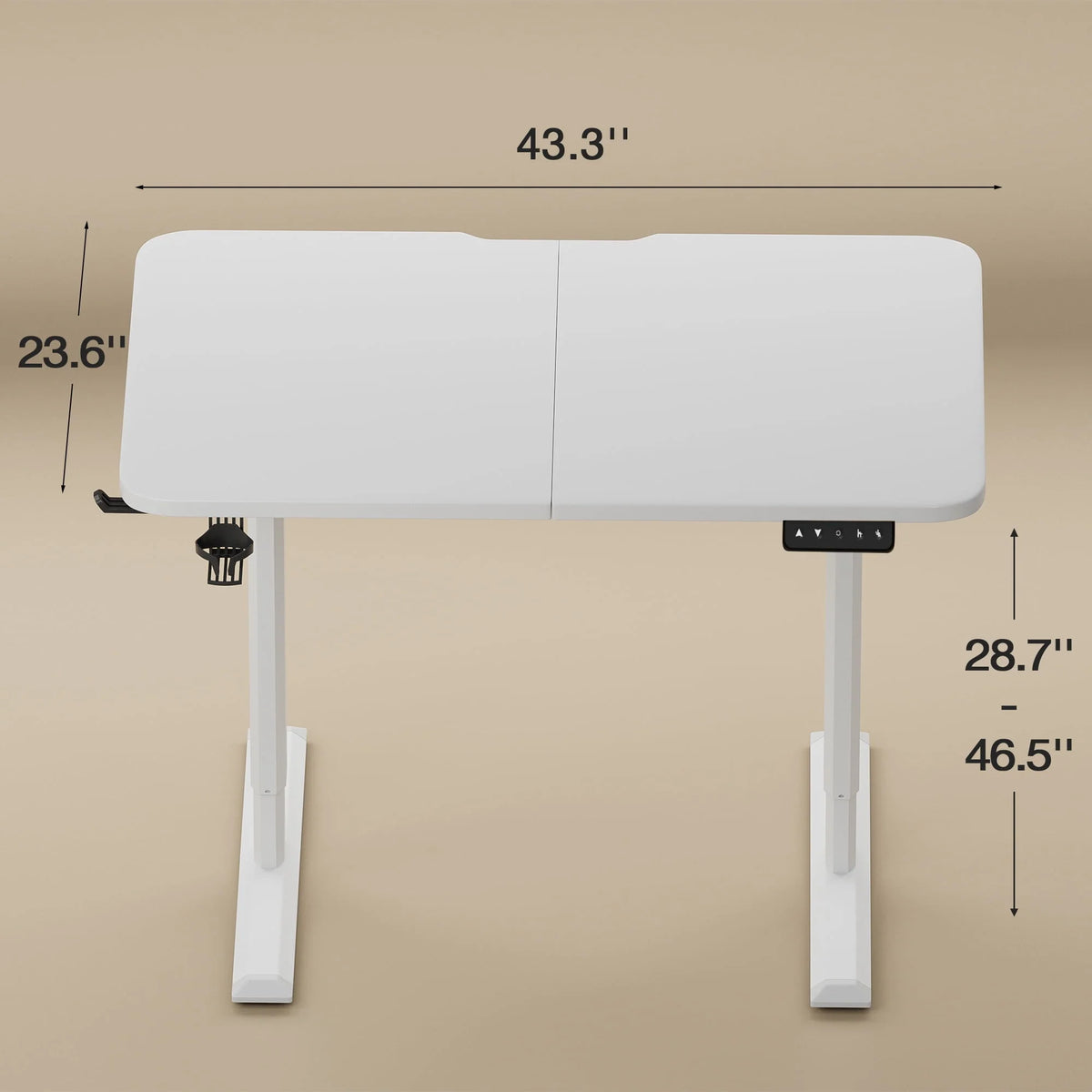 Electric Height Adjustable Standing Desk, 43 inch White R91068