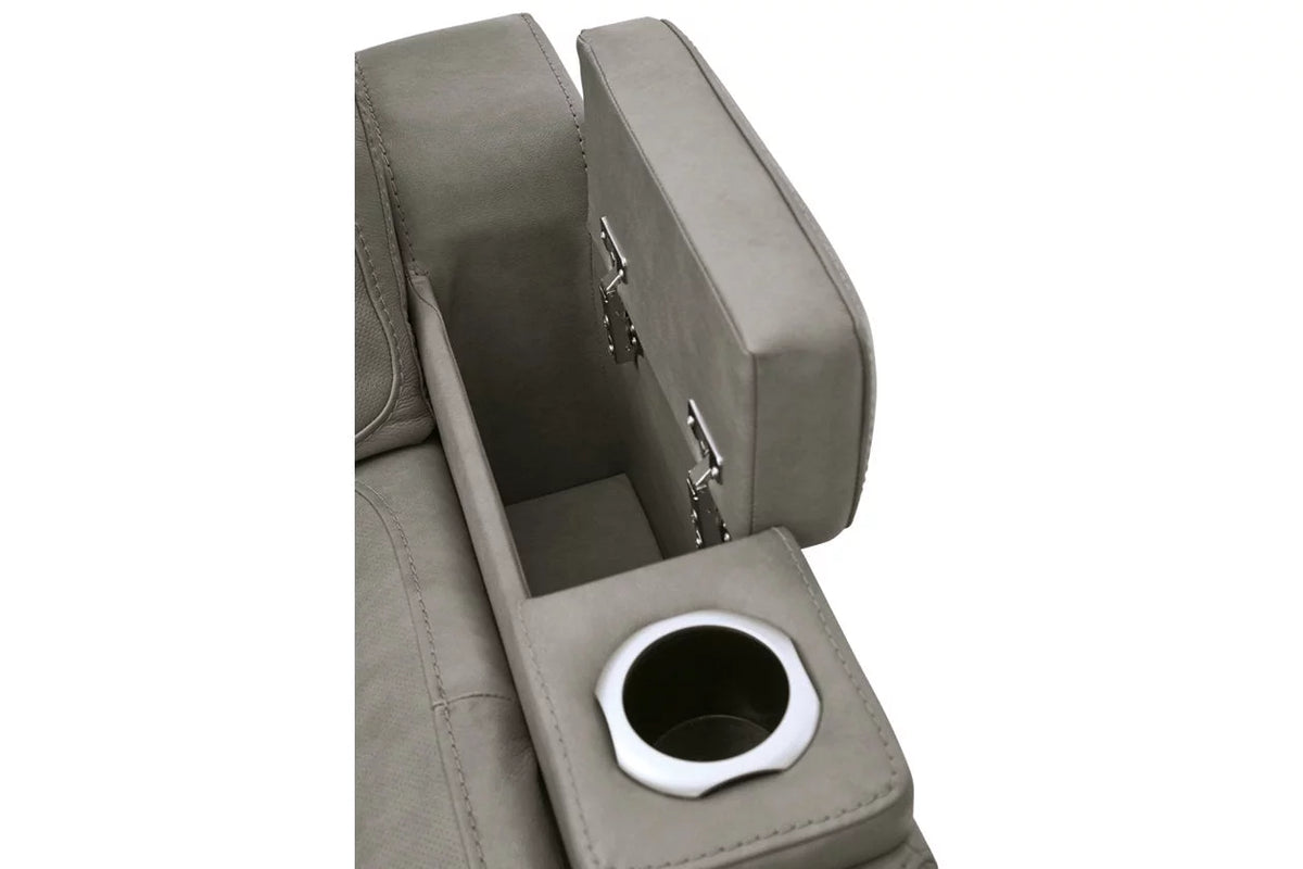 Gray Leather Power Recliner A60688
