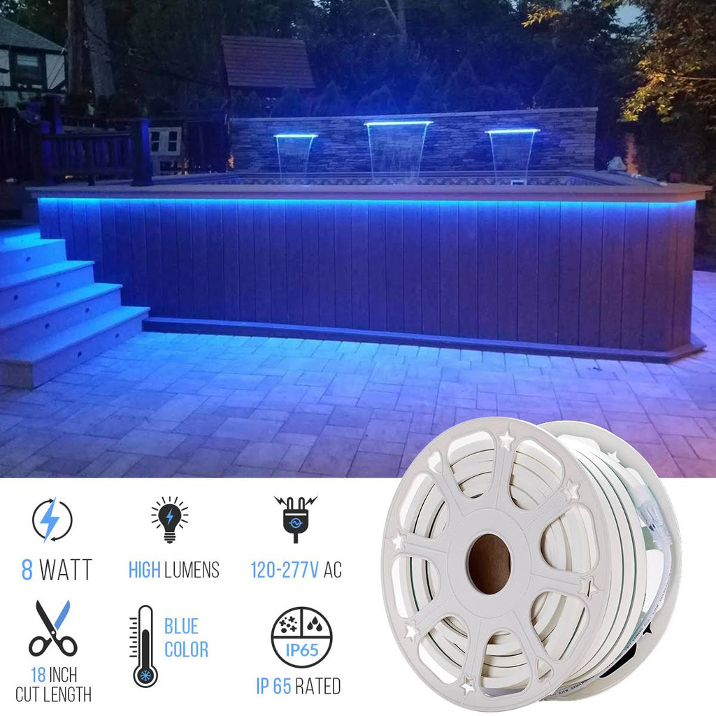 Blue LED Neon Rope Light, 51ft, IP65 V200085