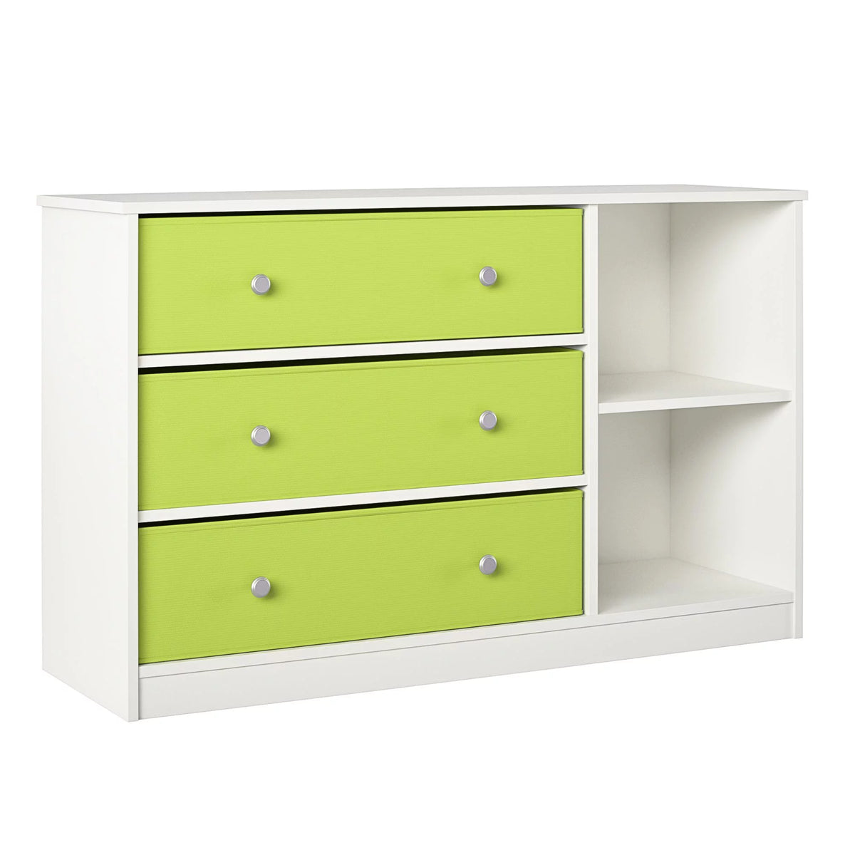 White Wide Dresser with 3 Fabric Bins Y6926
