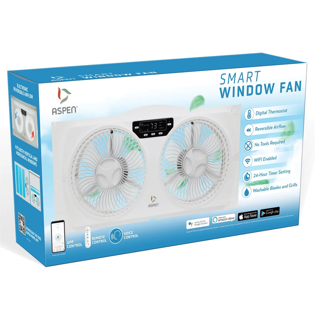 Smart Wi-Fi Window Fan with Washable Blades Y2737