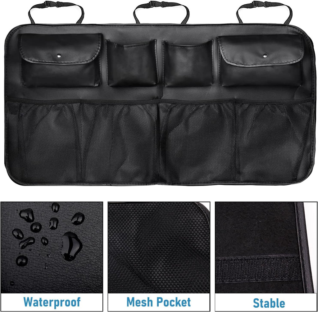 SUV Car Backseat Organizer & Trunk Organizer, 15 Storage Pockets, PU Leather, Pack of 2 Y30610