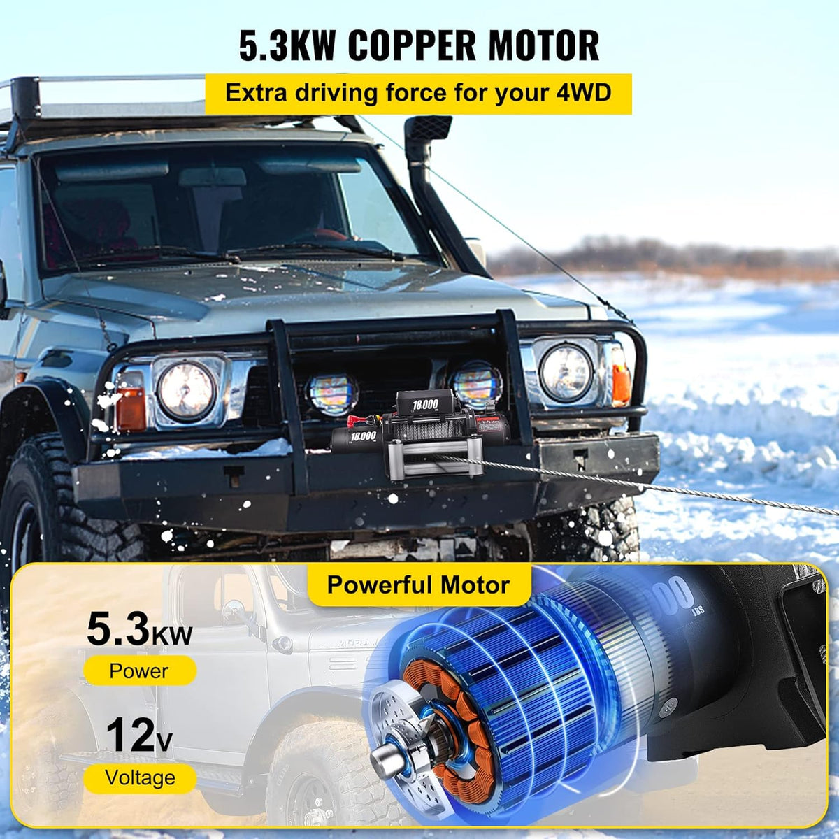 18000lbs 12V Electric Winch with Wireless Remote Control B897