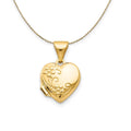 14k Yellow Gold Textured Floral Heart Locket Necklace - 18 Inch H39431