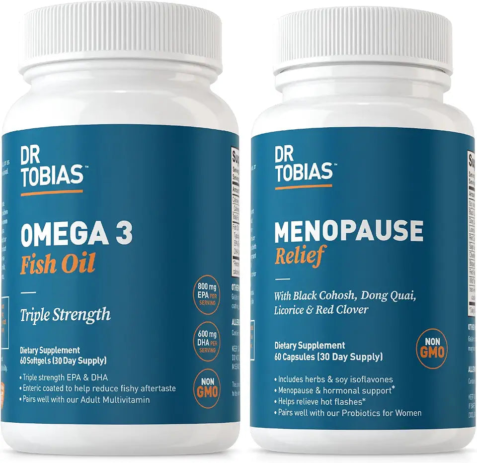 Omega 3 Fish Oil & Menopause Relief Supplements 60 Capsules H4324
