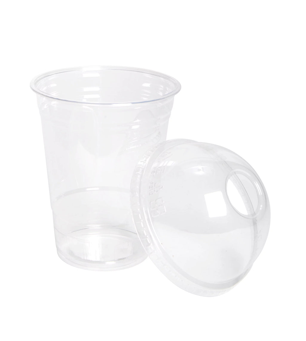Clear 16 Oz Plastic Cups with Dome Lids, 100-Pack M9567