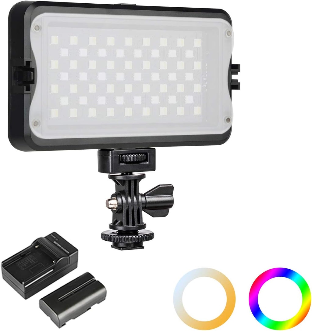 Portable LED Video Light Panel, 3300K-5600K On-Camera Photography Lighting Kit R9205