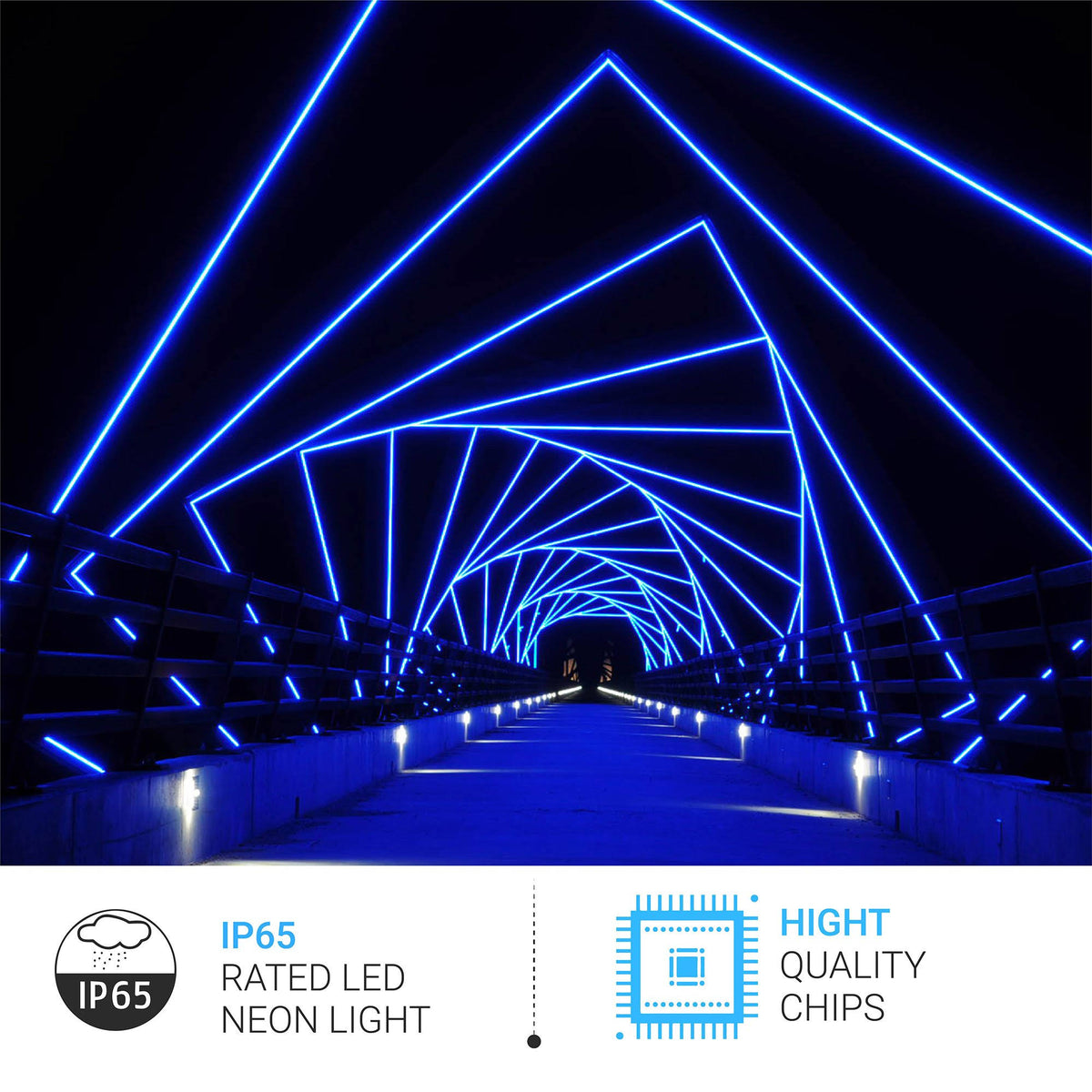 Blue LED Neon Rope Light, 51ft, IP65 V200085