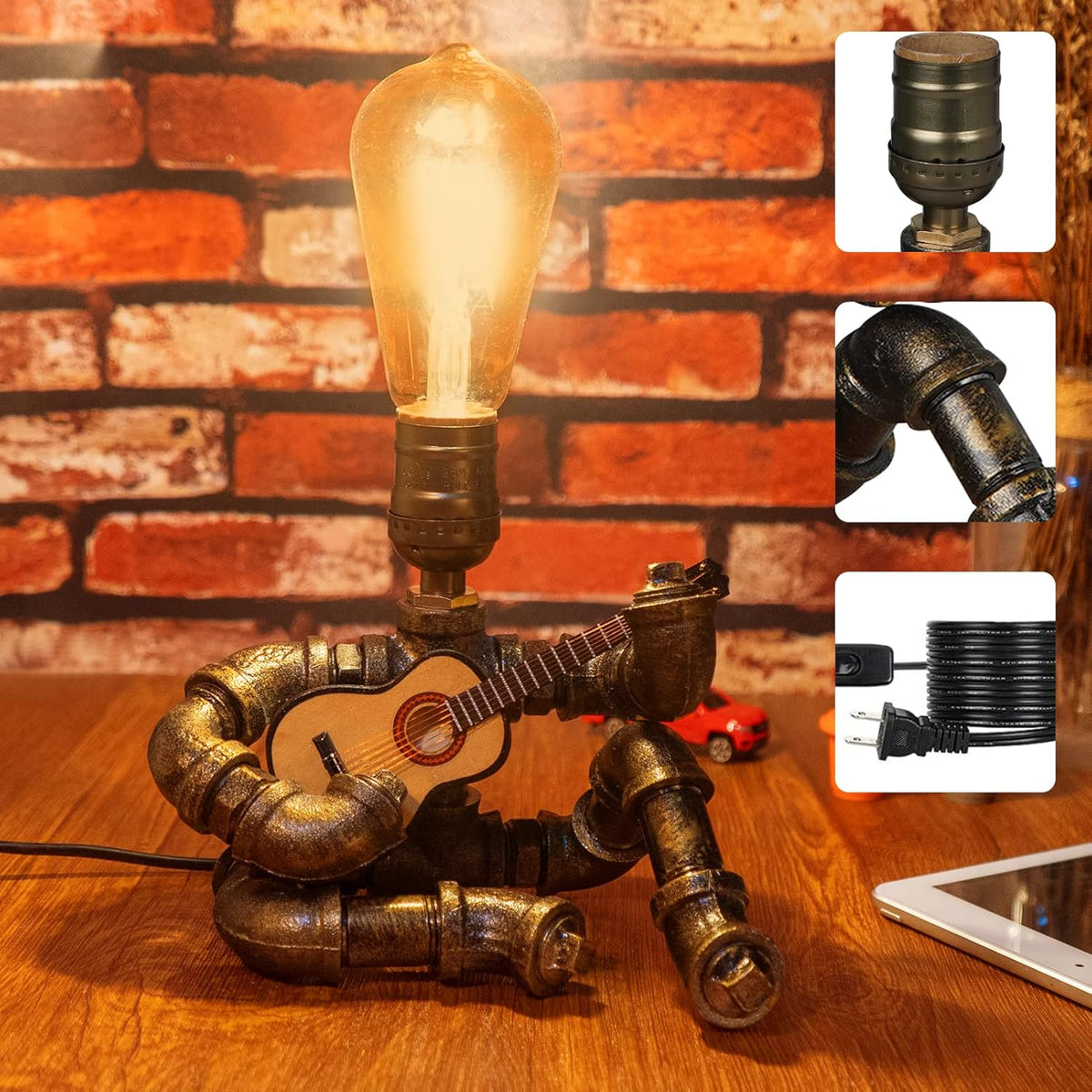 Bronze Metal Pipe Robot Table Lamp V956469