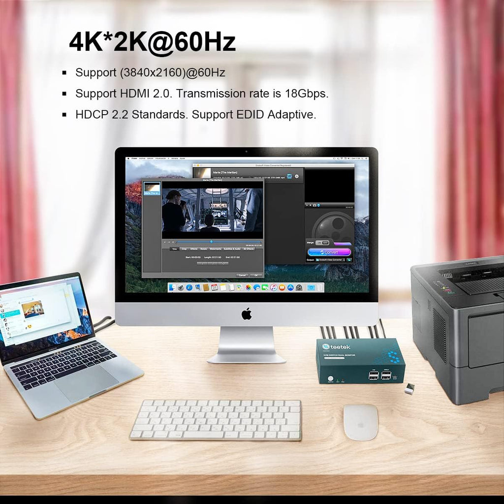 Dual Monitor 2 Port 4K@60Hz HDMI KVM Switch V171126
