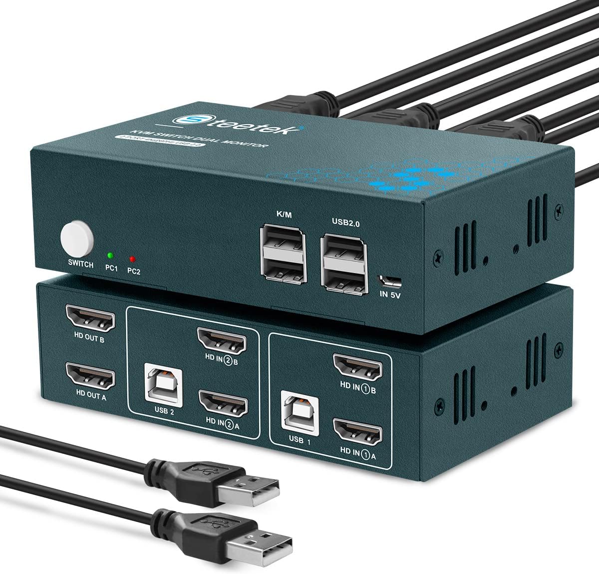 Dual Monitor 2 Port 4K@60Hz HDMI KVM Switch V171126