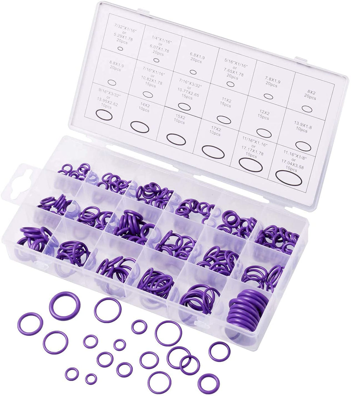 270 Pieces 18 Sizes O Ring Assortment Set Kit D751218