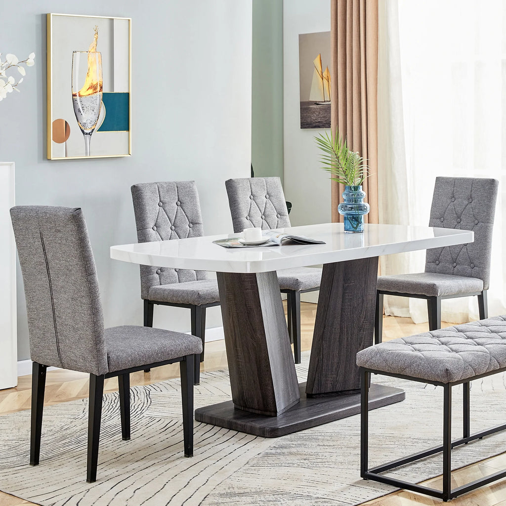 63" 6-Piece Dining Table with 4 Chairs & 1 Bench J58320