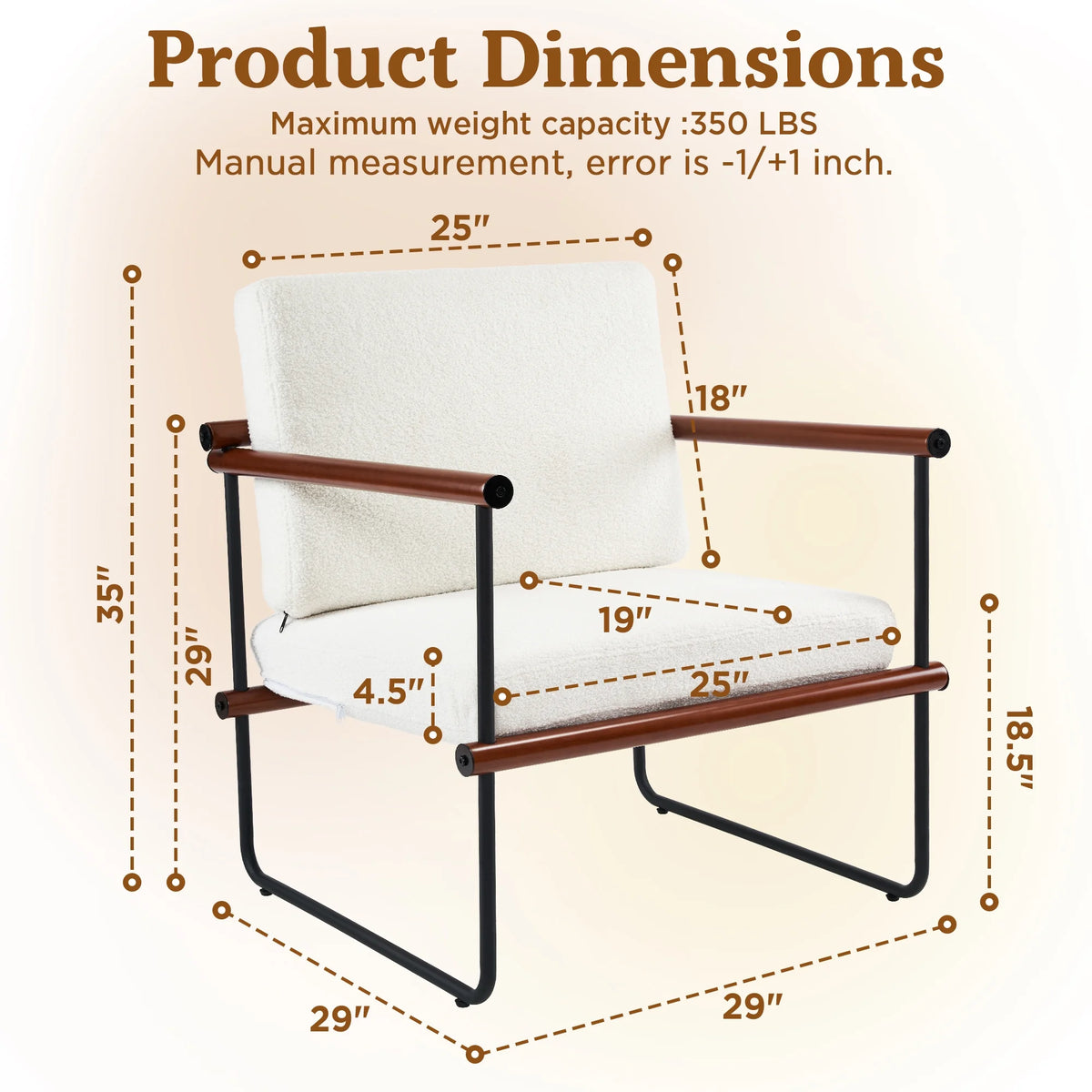 Walnut Boucle Accent Chair with Metal and Wooden Frame A687062