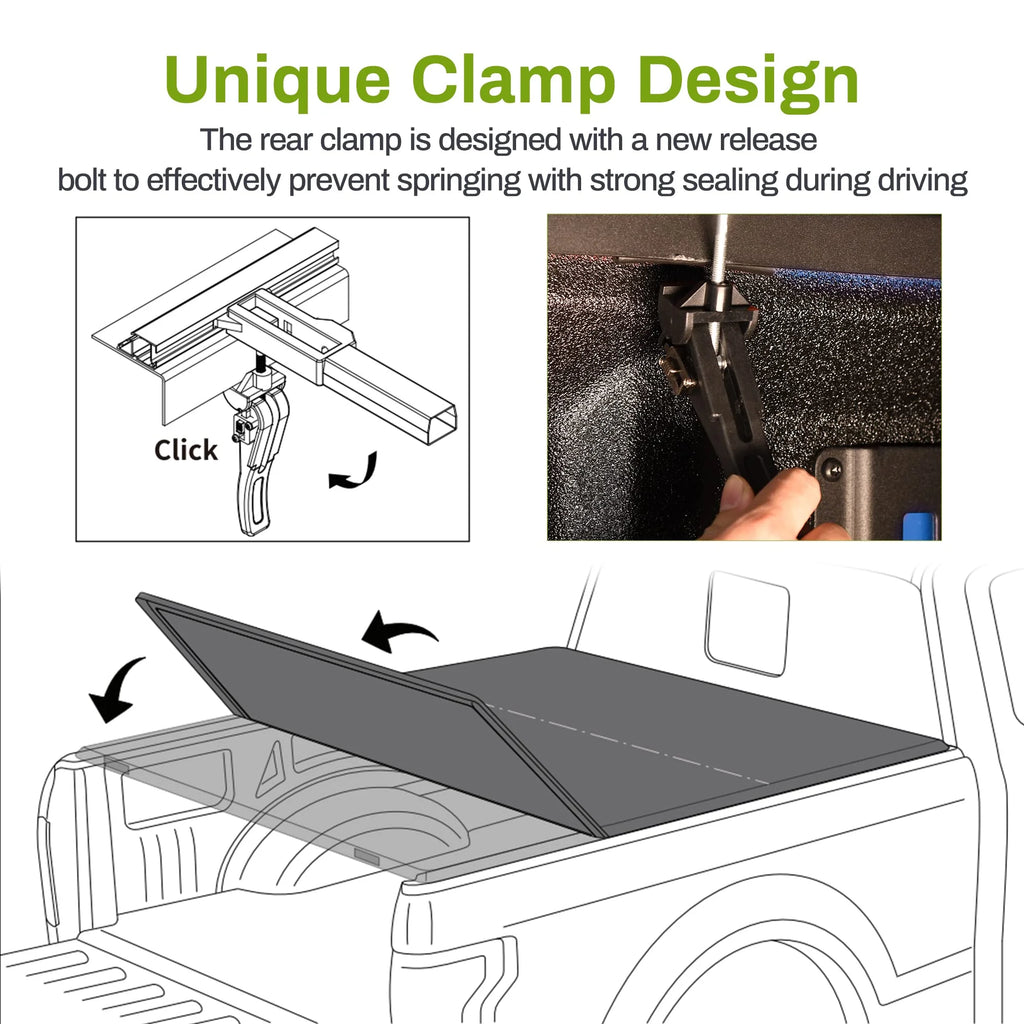 6ft Soft Tri-fold Truck Bed Tonneau Cover with led lamp R8712