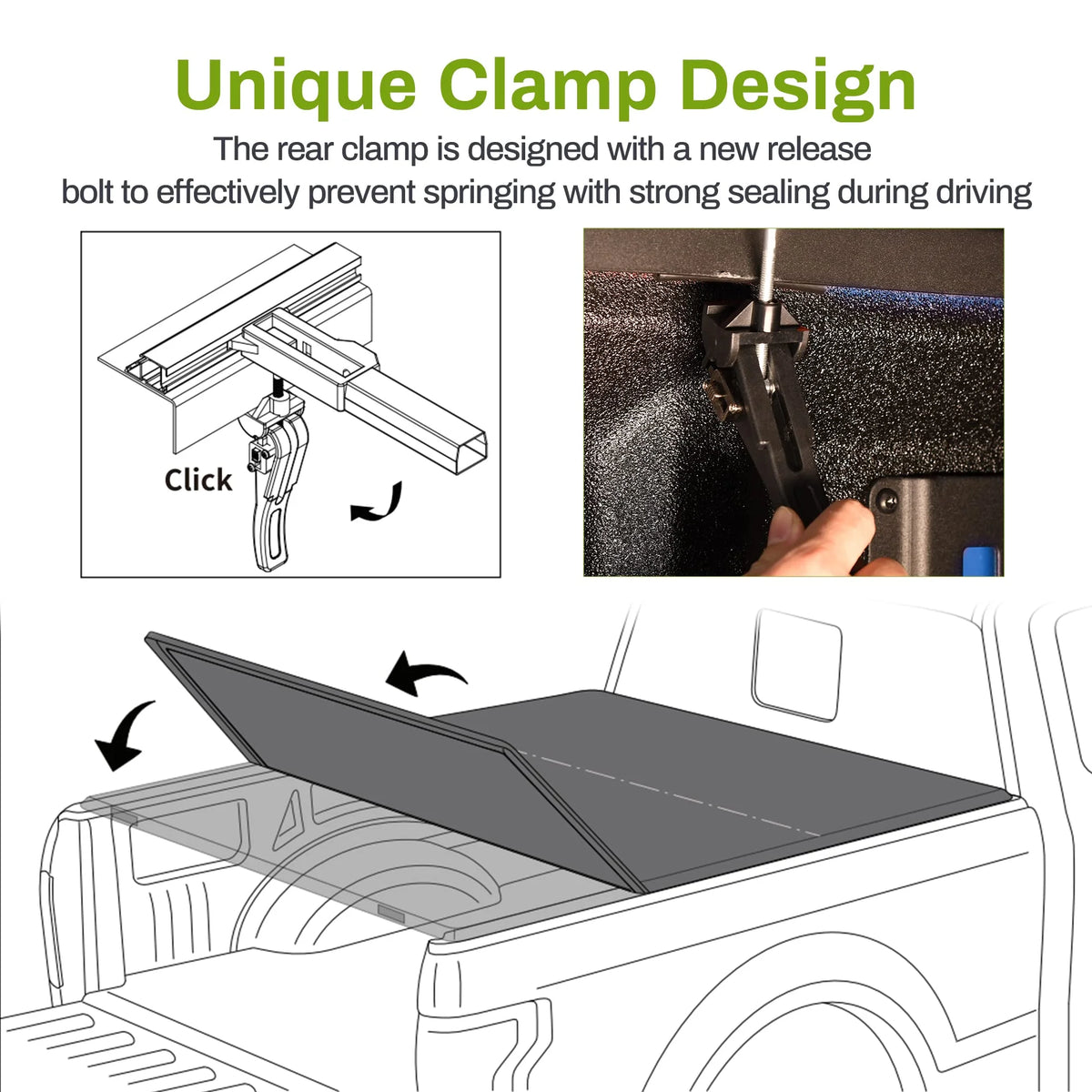 6ft Soft Tri-fold Truck Bed Tonneau Cover with led lamp R8712
