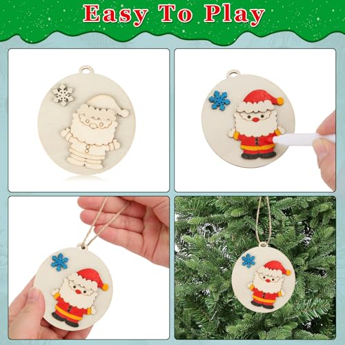24 Pcs DIY Wooden Christmas Ornaments Painting Kit V8262