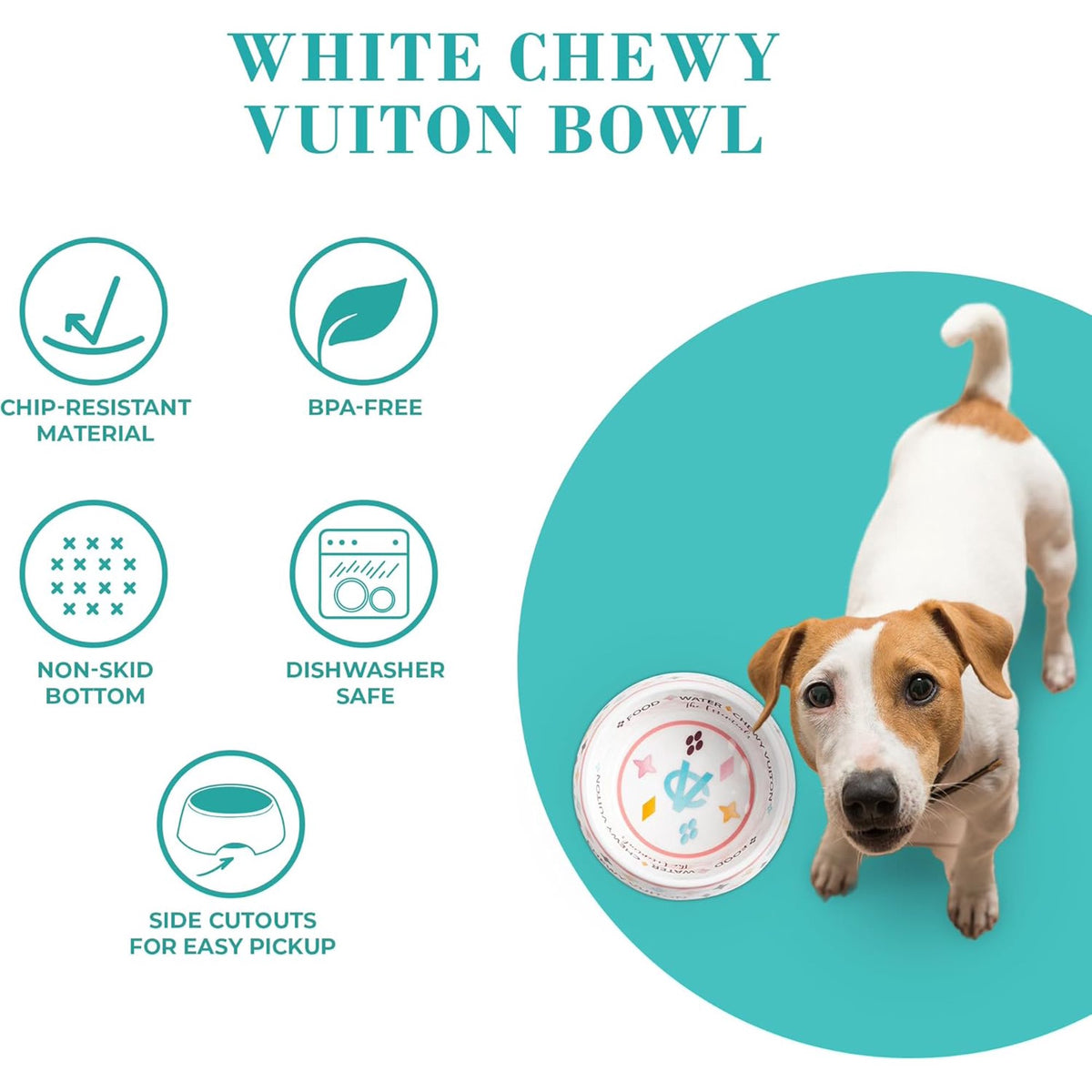 White BPA-Free Non-Skid Dog Bowls with Placemat, Case of 2 O364