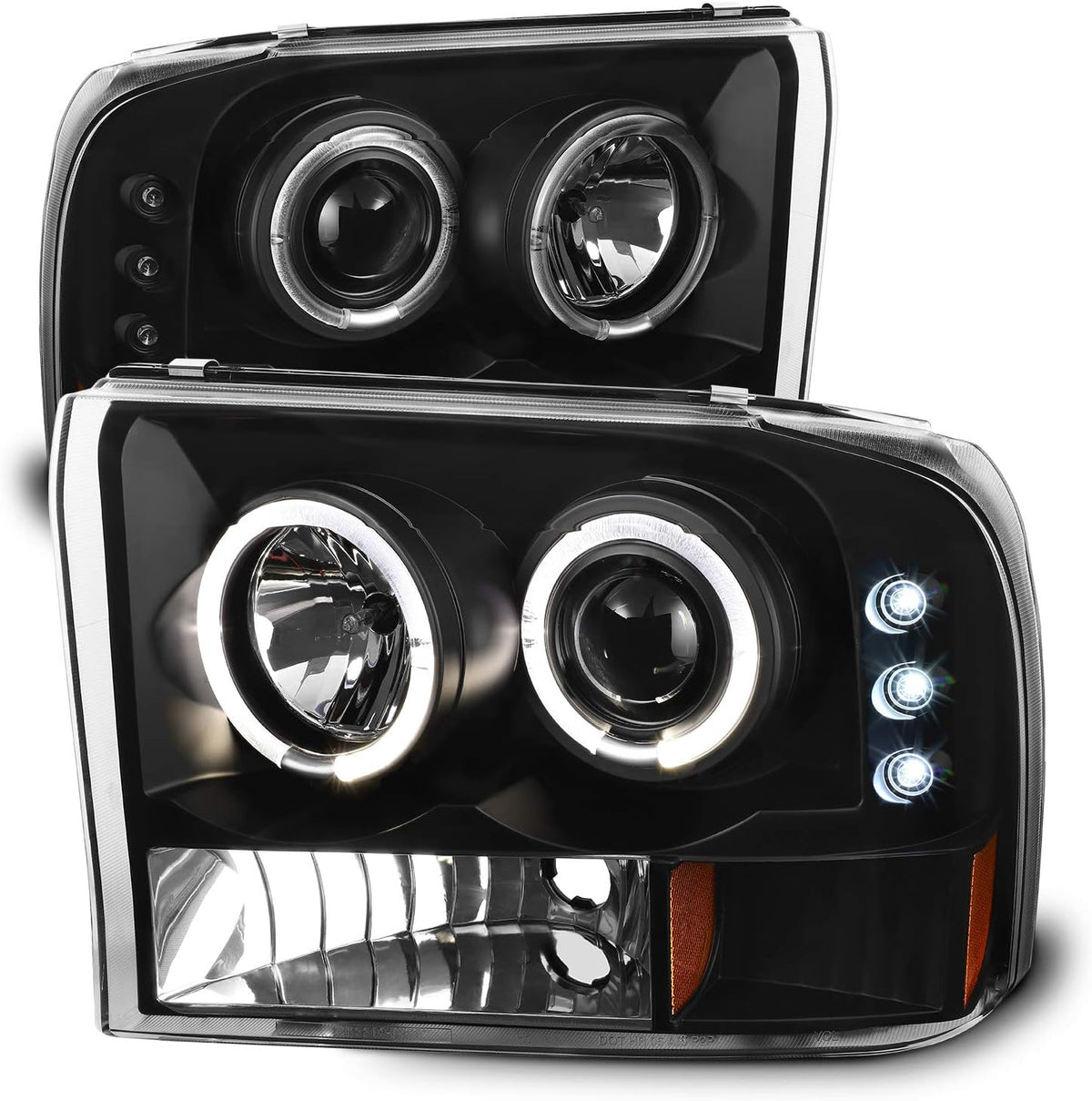 Black Bezel Dual Halo Projector Headlights Pair E780