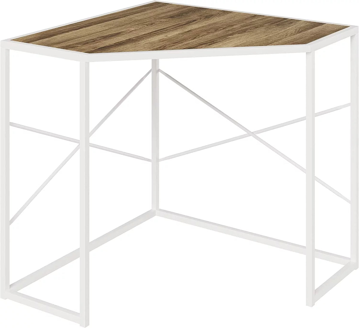White Corner Computer Desk with Steel Frame T339