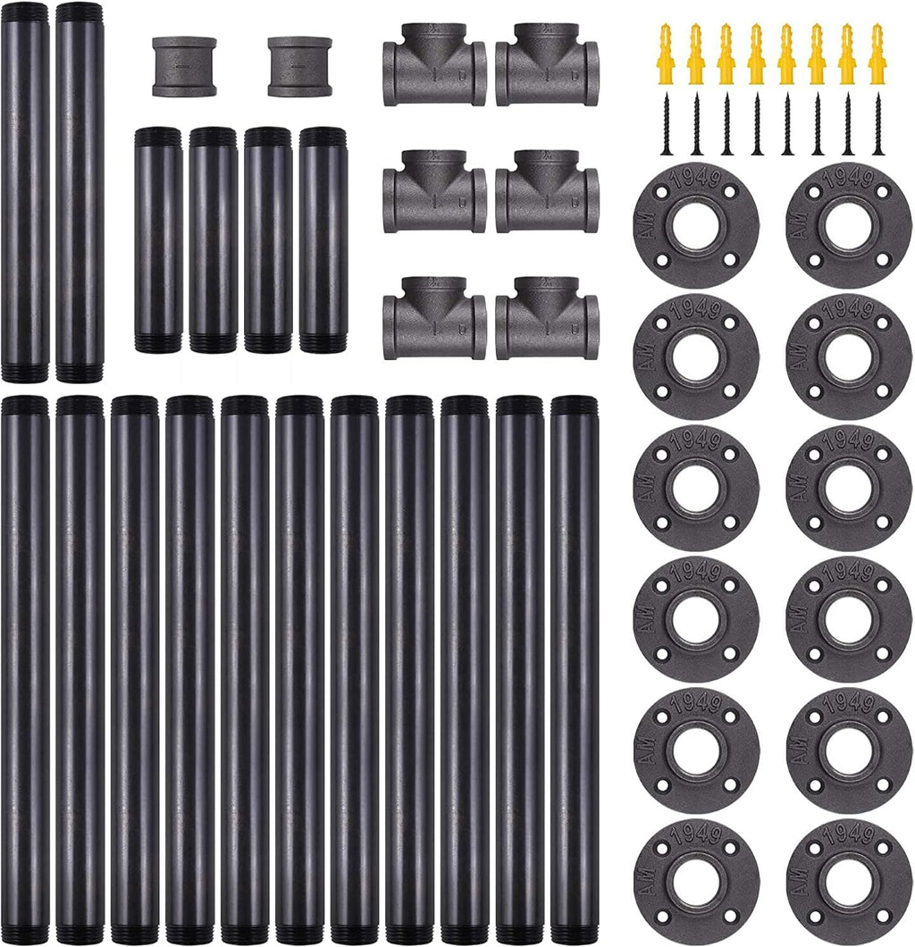28 Inche Industrial Pipe Table Legs Set with 6-Inch Monitor Shelf Support I705