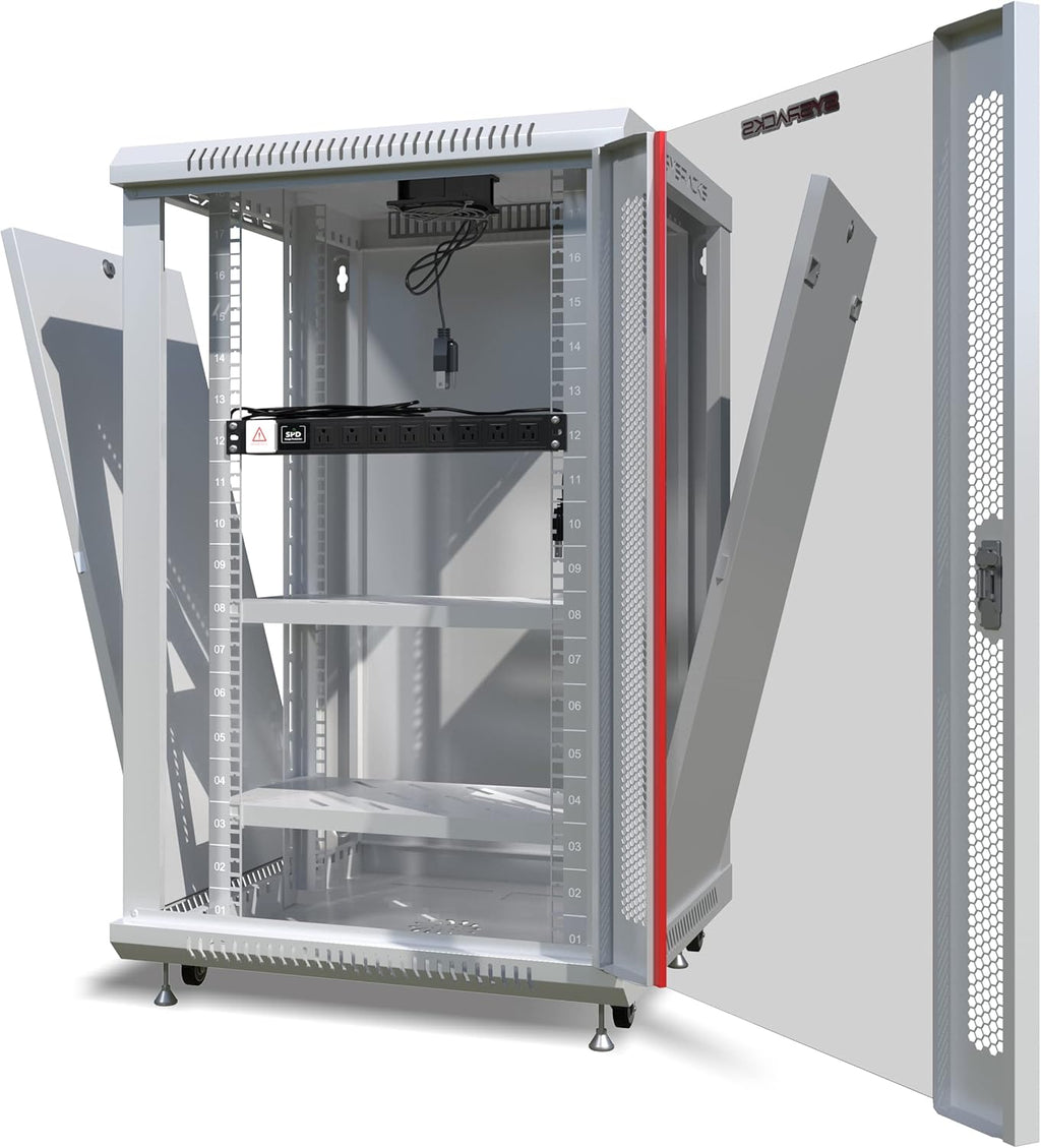 18U Wall Mount Gray IT Network Server Rack Cabinet Enclosure 24 Inch Depth T859