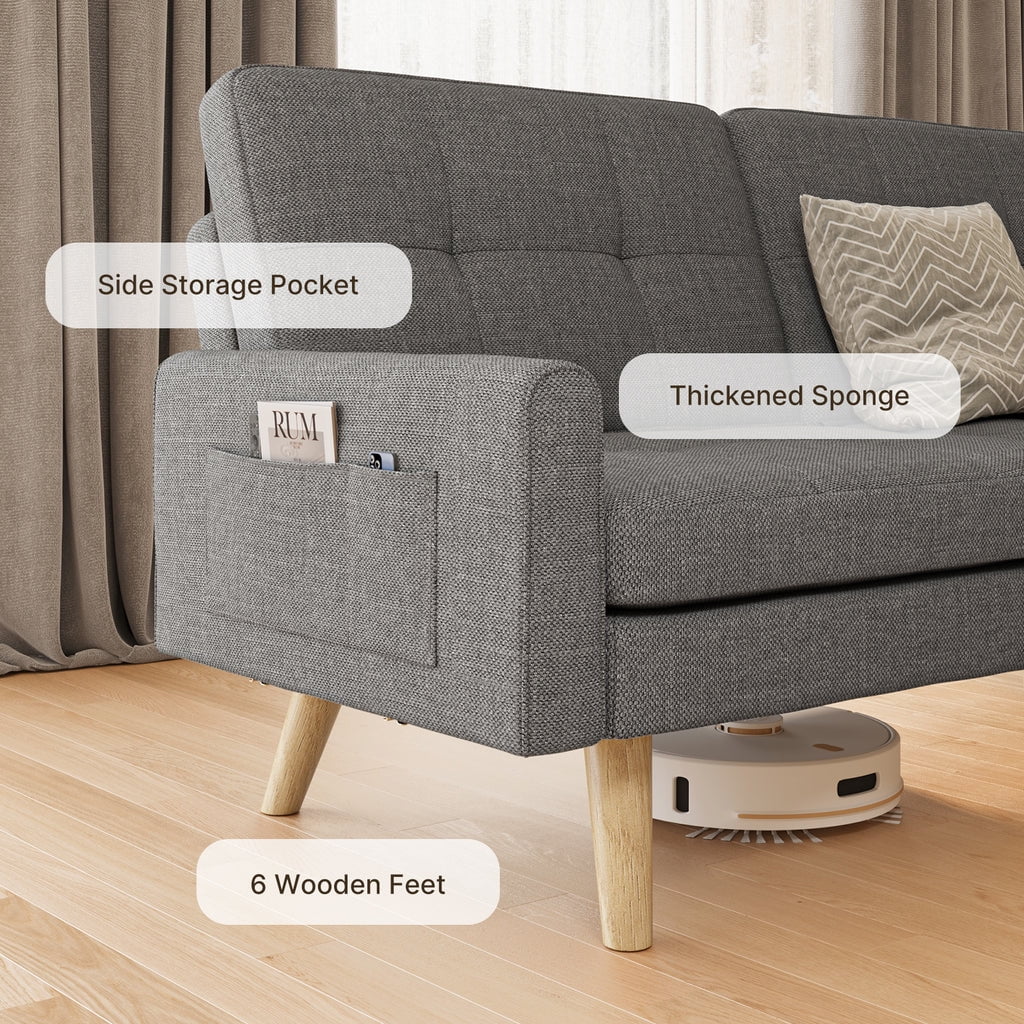 Dark Gray Convertible Futon Sofa Bed O6663