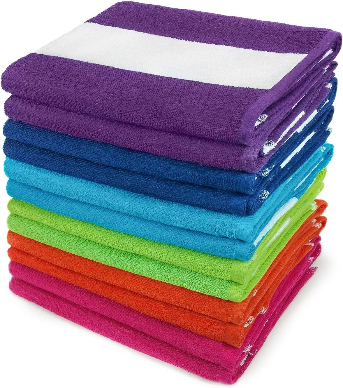 Cabana Stripe 36-Pack 30in x 60in Cotton Terry Beach Towel N827