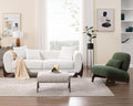 White 3 Seater Sherpa Boucle Sofa with Wood Legs Z644