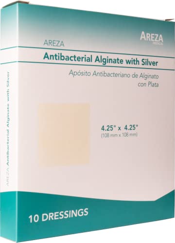Silver Alginate 4.25"x4.25" Sterile Wound Dressings, 5 Per Box Q411011
