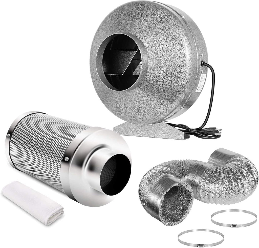 6 Inch 442 CFM Inline HVAC Vent Blower Fan with Carbon Filter and Ducting Combo Set B867247