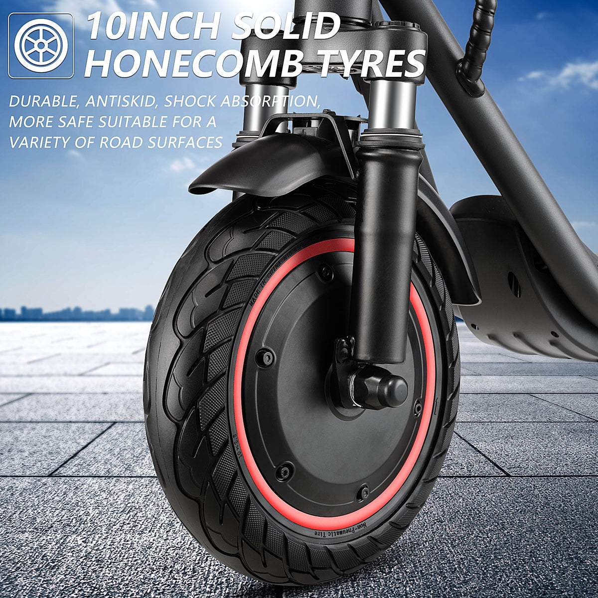 500W Motor 15 MPH 15 Miles Range 10" Solid Tires Folding Electric Scooter P570682