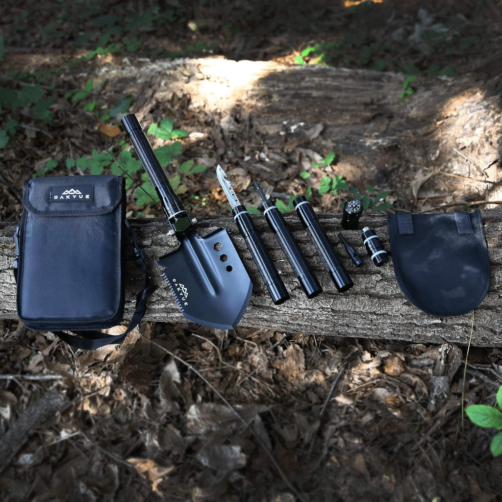Survival Shovel Multitool with Carry Pouch, 180 Degree Folding High Carbon Steel Shovel Y6085