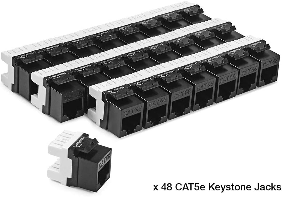 24-Port CAT5e UTP Patch Panel 1U with Keystones, Black, 2-Pack R3575