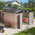 12x10 FT Brown Metal Steel Storage Shed R4690