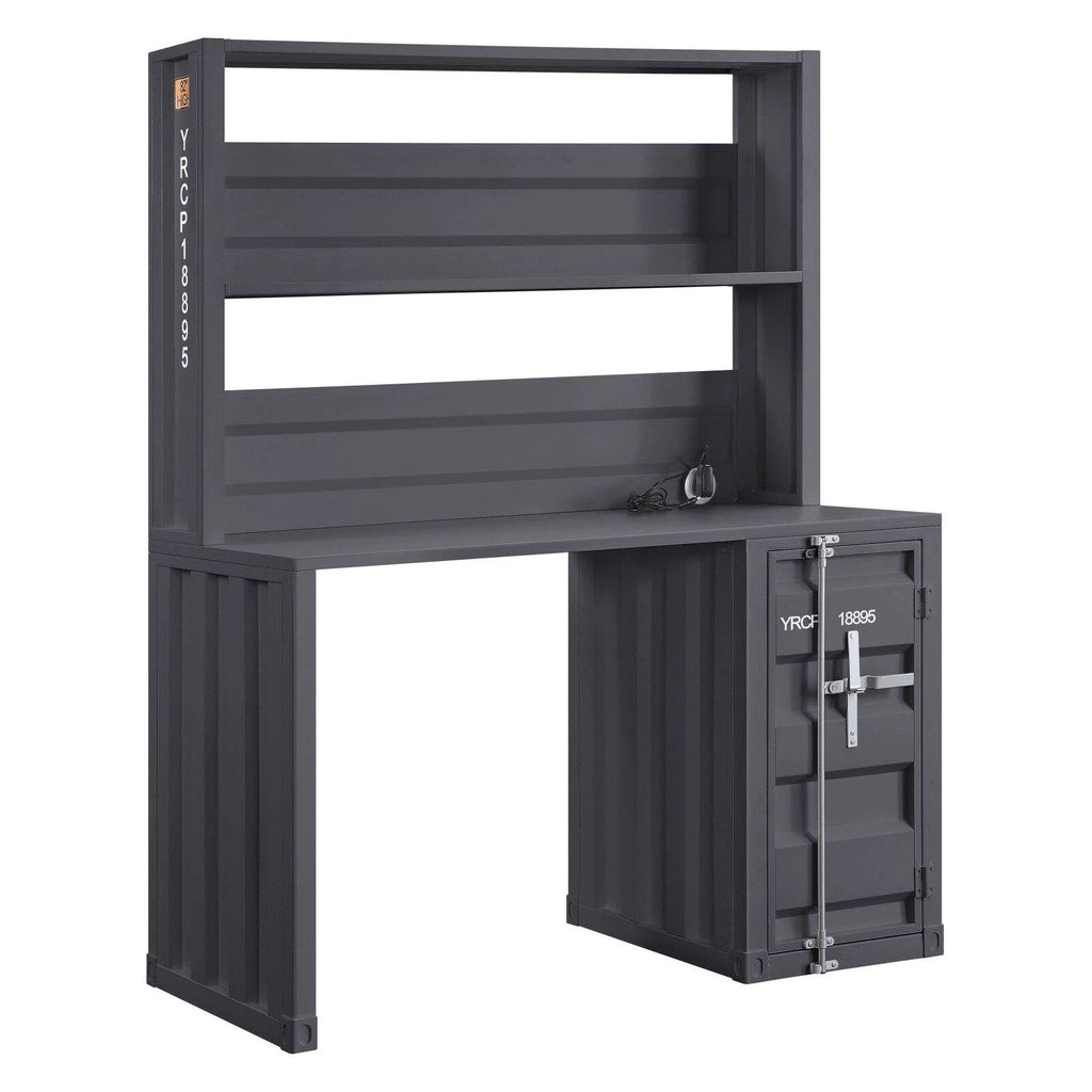 Metal Frame Desk and Hutch with Storage Base in Blue I693