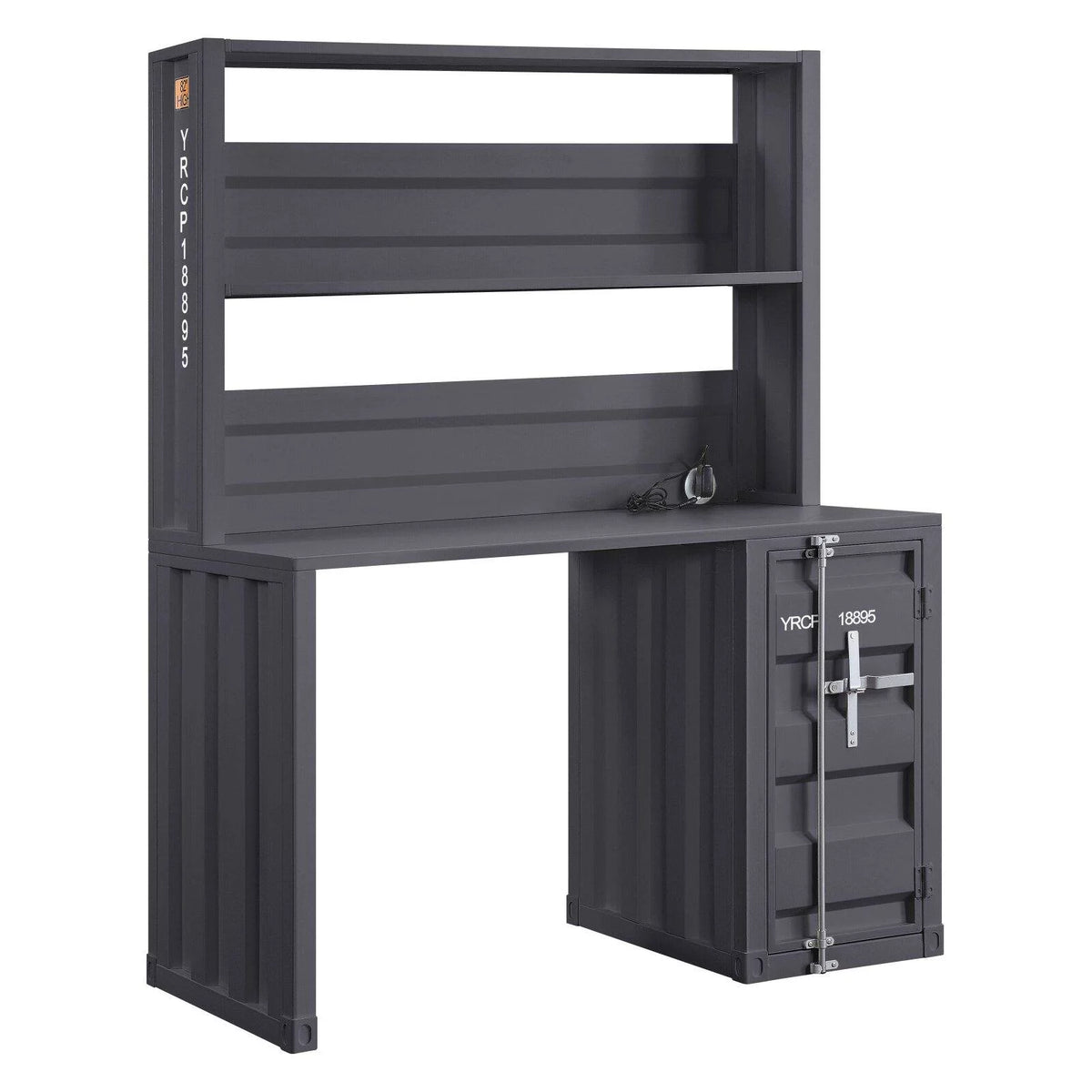 Metal Frame Desk and Hutch with Storage Base in Blue I693