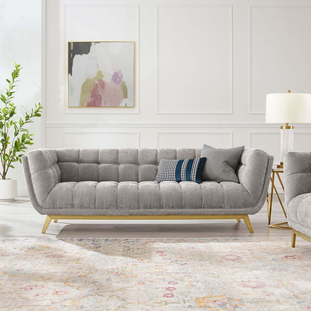 Light Grey Velvet Sofa I19994