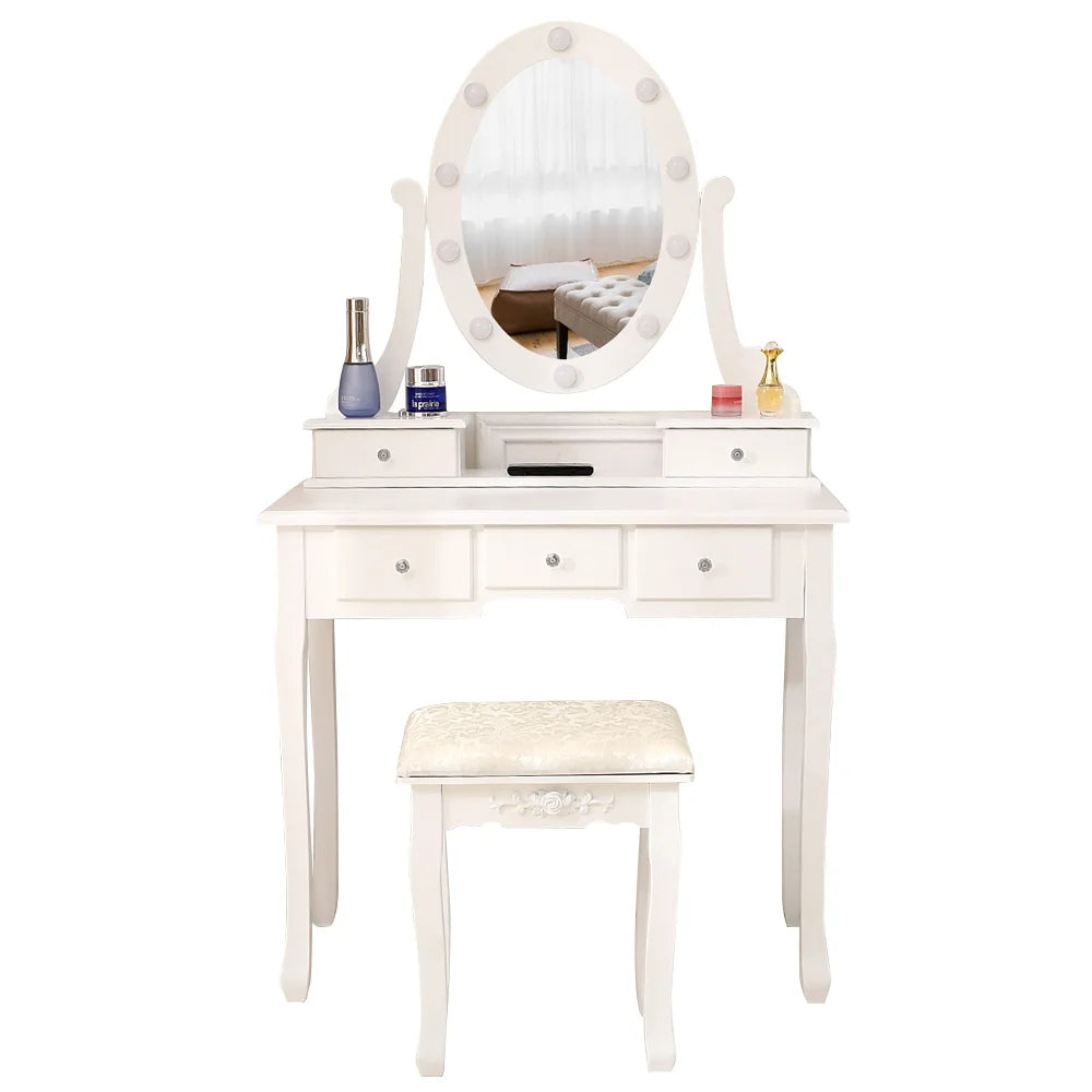 White 5 Drawer Dressing Table X41822