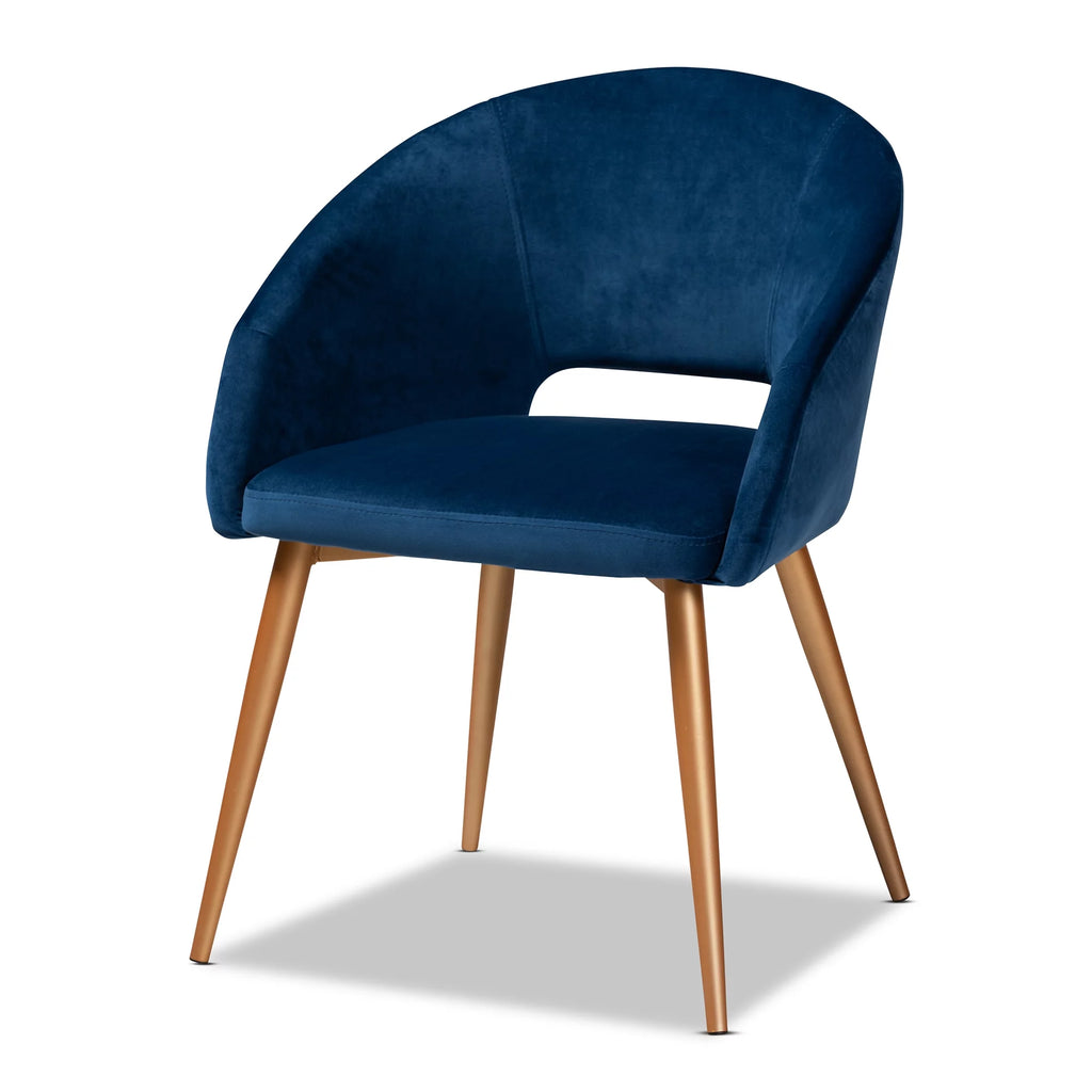 Navy Blue Velvet Upholstered Dining Chair L305