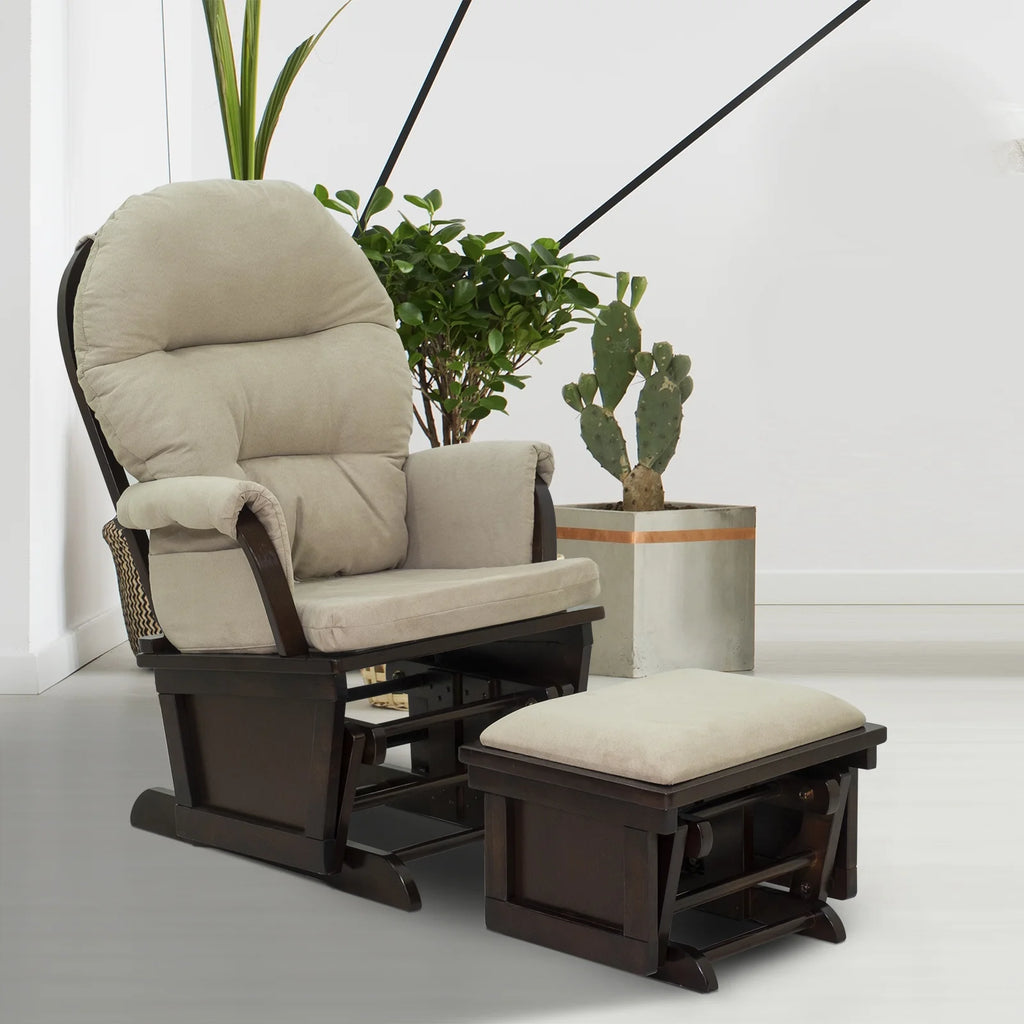 Cream White Rocking Chair with Ottoman M1016