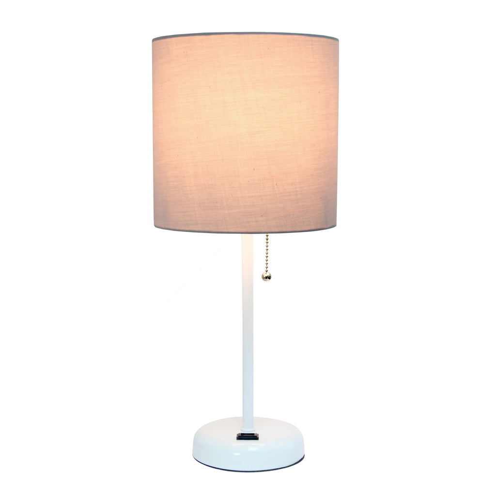 White Stick Lamp with Fabric Shade T895823