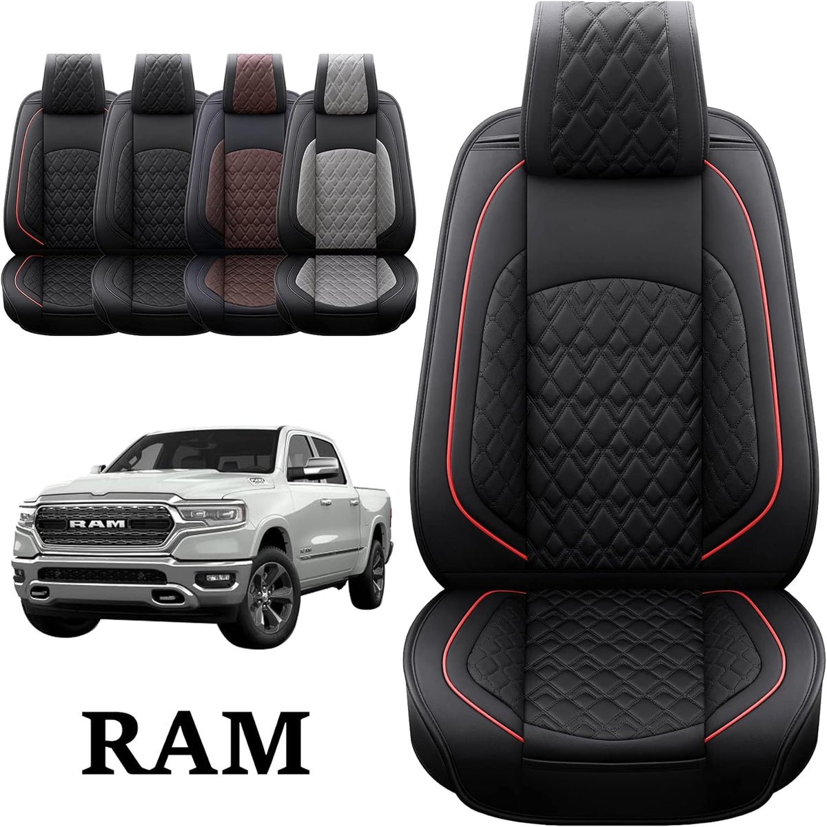 2 Pcs Front Waterproof Synthetic Leather Car Seat Covers U798498