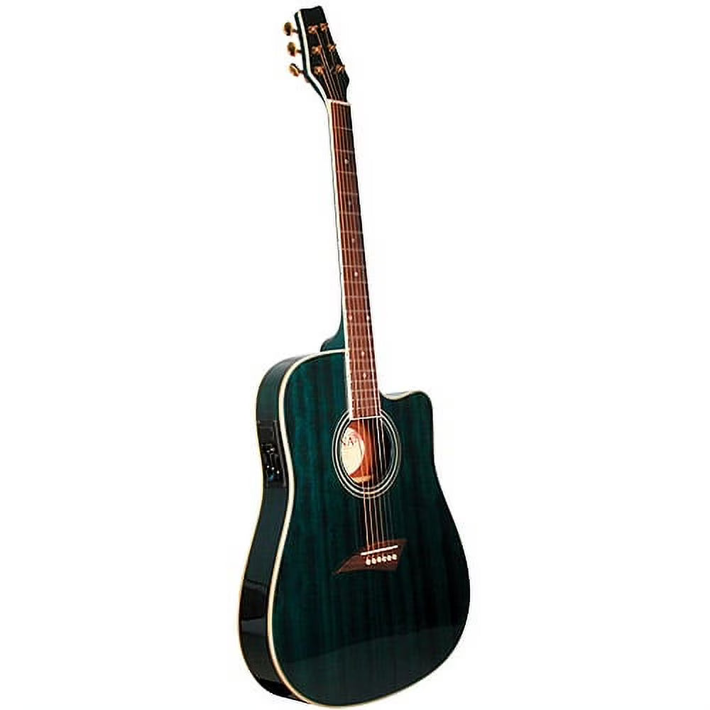 Transparent Blue Finish Acoustic Electric Guitar T849333