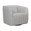 Dove Gray Genuine Leather Swivel Barrel Chair I75686