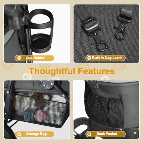Black 3 in 1 Pet Stroller with Removable Carrier G976378