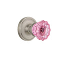 Crystal Pink Glass Door Knob in Satin Nickel O927868