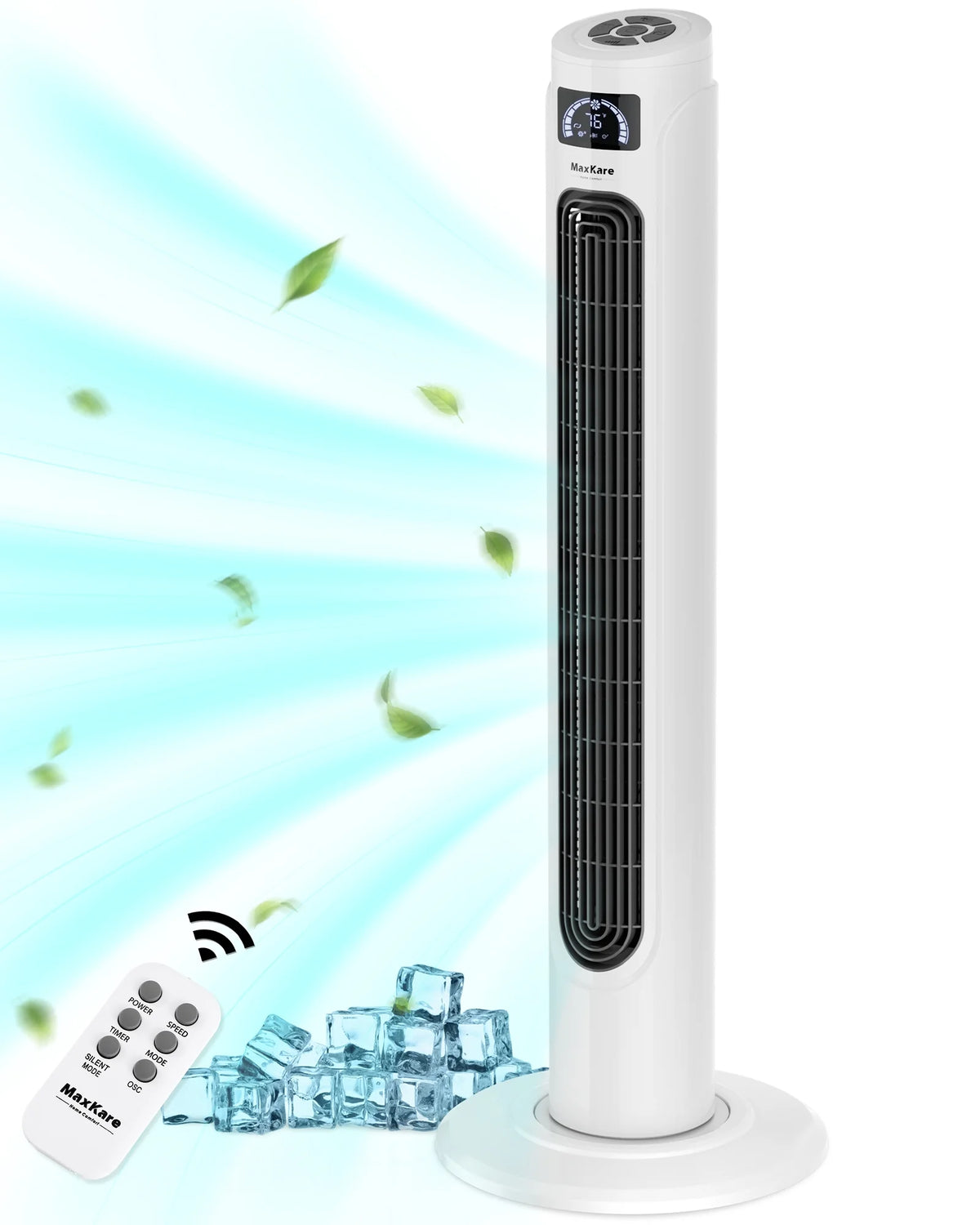 36 Tower Fan 120° Oscillating 60dB Quiet with Remote Control White S586